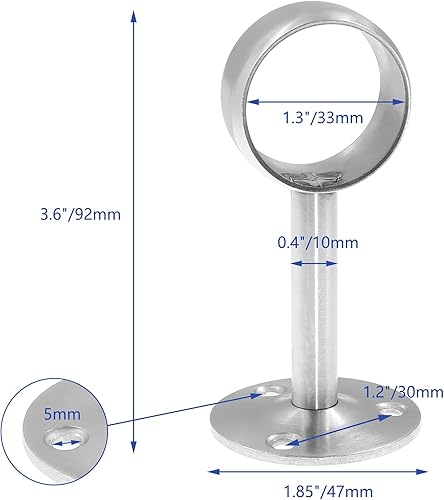 Miniatura 44 de 4 soportes de barra de cortina de montaje en techo de 1 pulgada, soporte para barra de barra de armario de brida, enchufe de barra de cortina