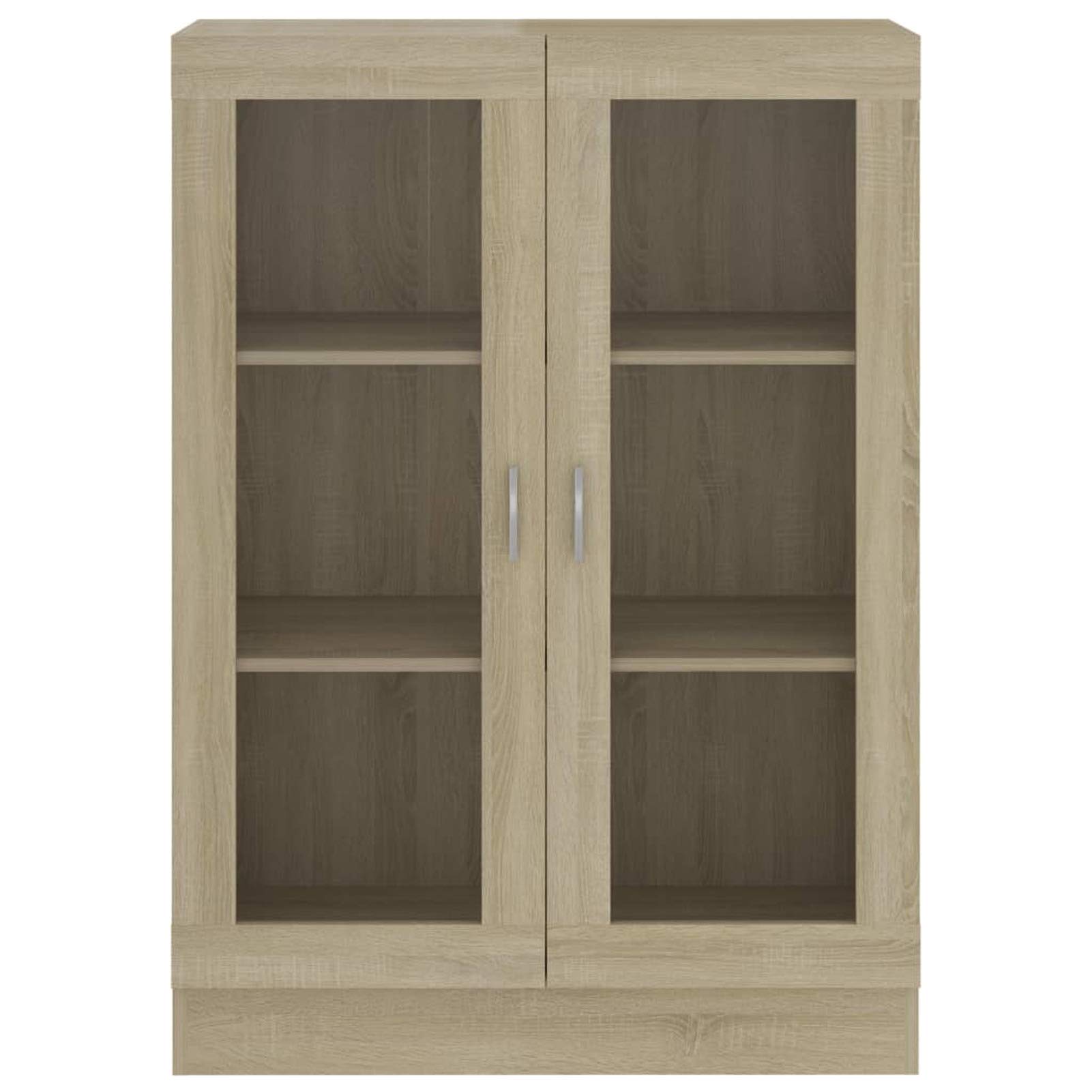 Tidyard Vitrinenschrank Bücherschrank Aktenschrank Büroschrank Bücherregal Schrank für Wohnzimmer, Spanplatte, Glas 82,5 x 30,5 x 115 cm Sonoma-Eiche