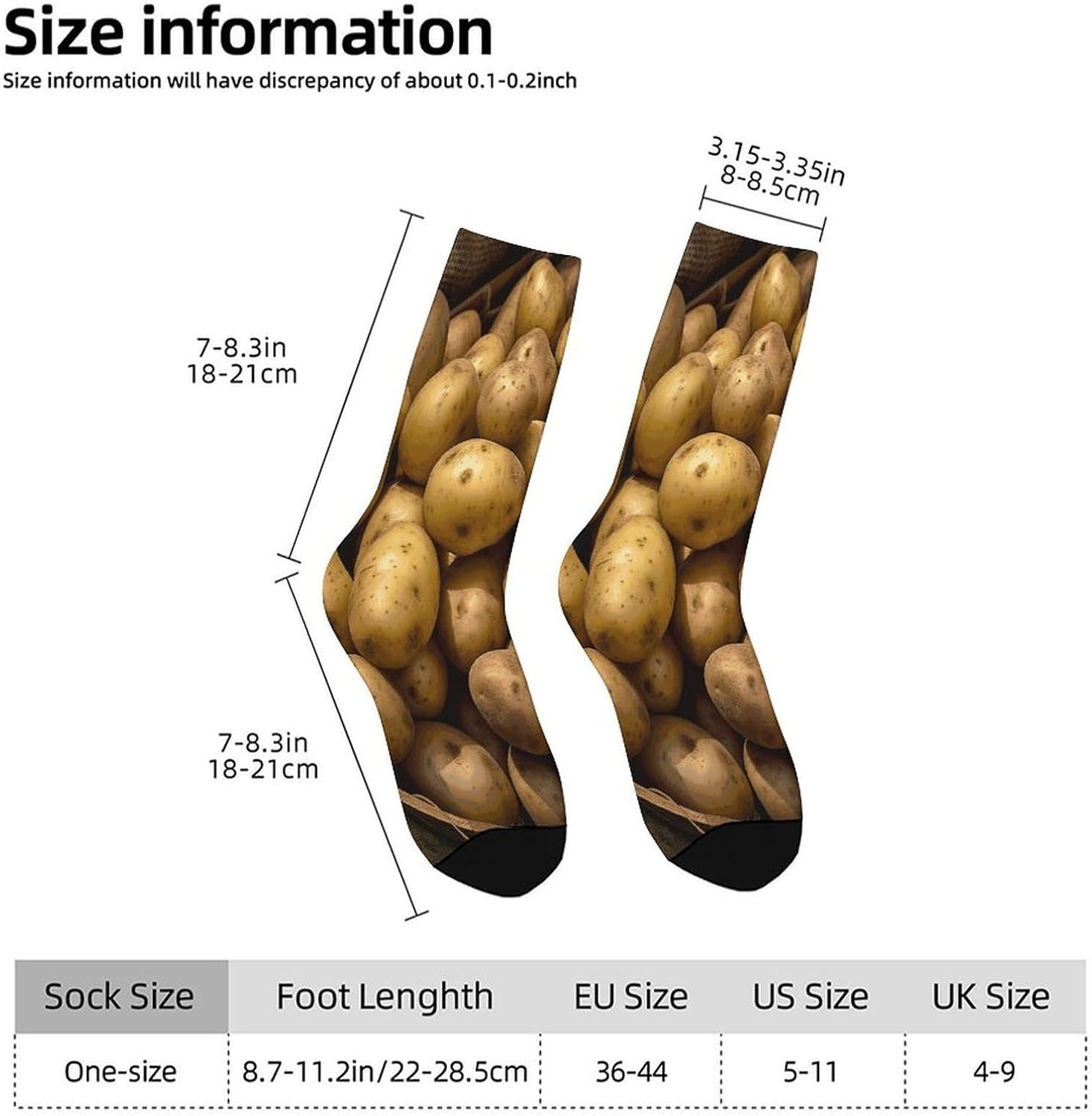 Garden Potatoes Crew Sock High Stocking Grippy Socks | Socks for Men & Women,Stockings-Long Thin Tube Sports, Breathable Soft Athletic for Nurses,Travel