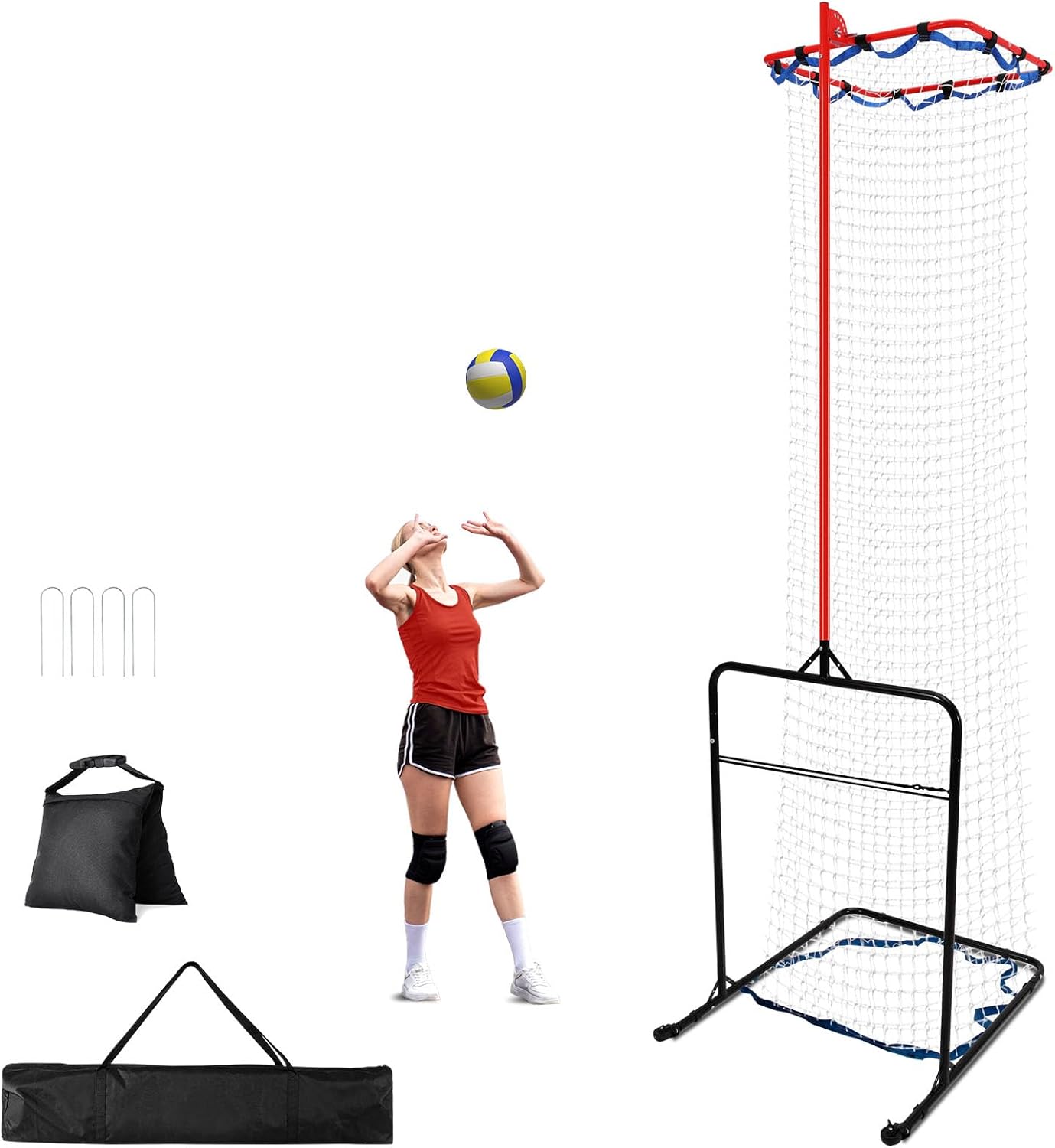 Volleyball Setter Trainer Net 8 Adjustable Heights,Sturdy and Durable 130inch Volleyball Setter Training Equipment 6 Adjustable Angles for Serving,Spiking,and Setting Training