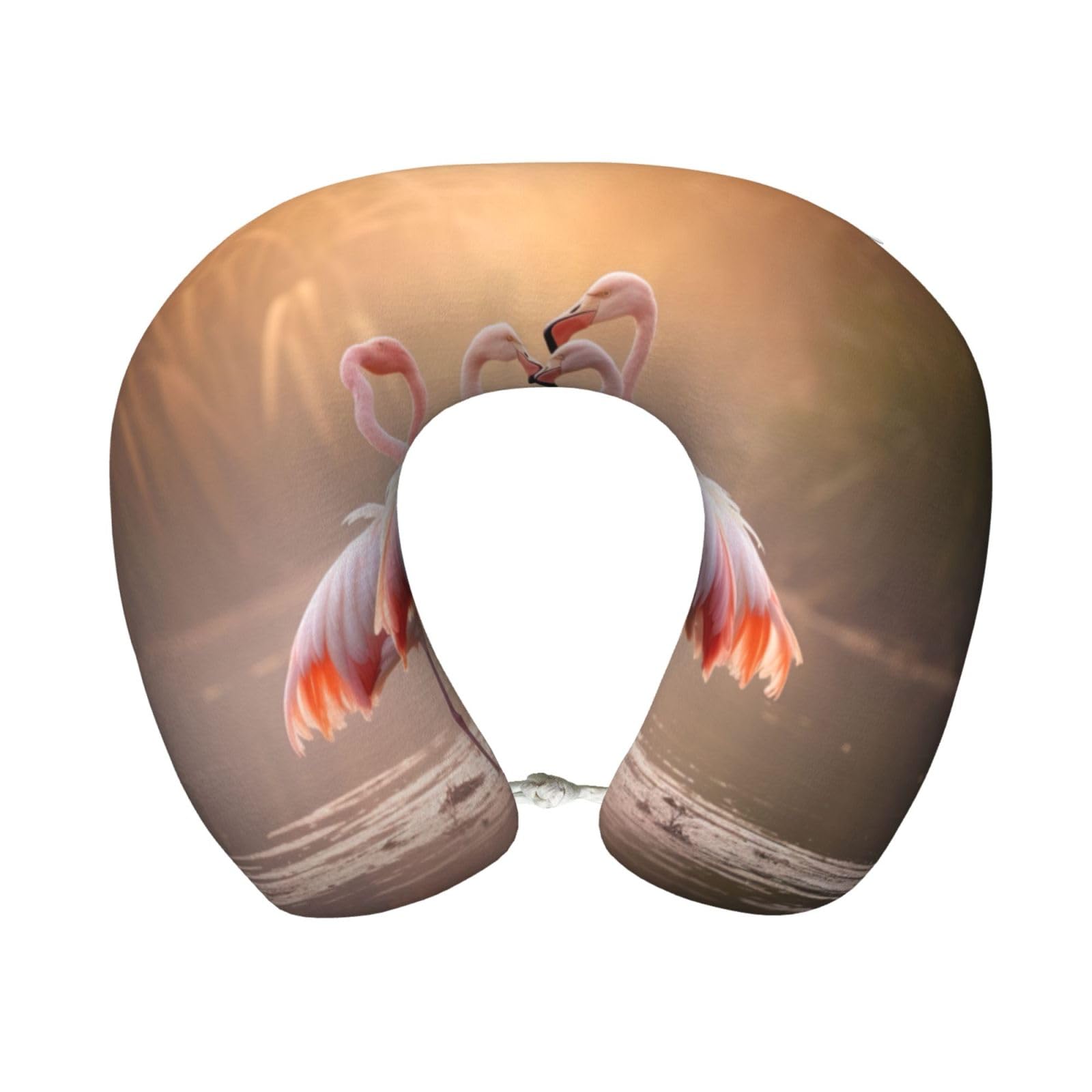 XingFox Flamingos Print Custom U-Shaped Travel Pillow,Memory Foam Cervical Neck Pillow,for Napping,Plane,Car,Home,Office