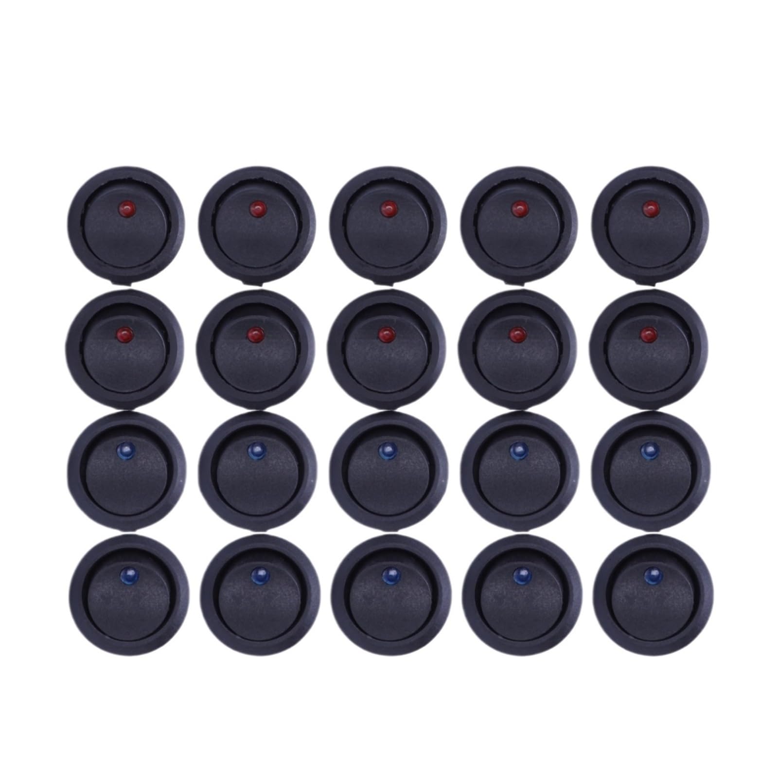 20 sztuk 12 V 20 A Amps On/Off/3 Position Terminal Round Rocker Przełącznik LED niebieski i czerwony