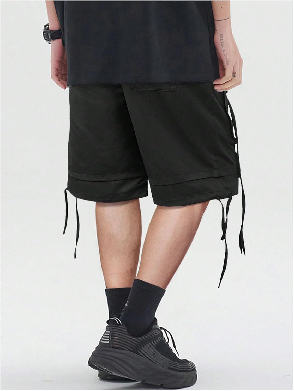 VIPWOLF Men's Cargo Bermuda Shorts Casual Drawstring Elastic Waist Wide Leg Baggy Hiking Travel Workout Shorts Streetwear