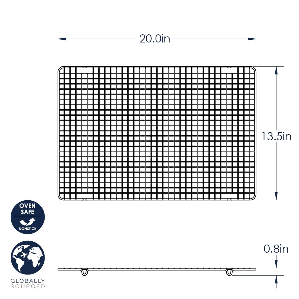 Nordic Ware 43347 Grille de cuisson et de refroidissement antiadhésive (grande tôle), acier, antiadhésive