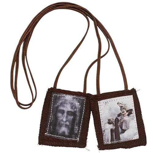The Shroud of Turin Catholic Brown Wool Scapular | Face
