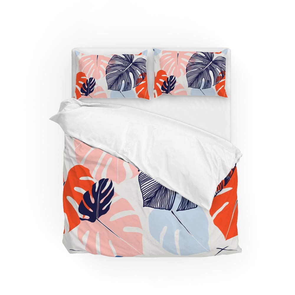 Housse de couette tropicale avec 2 taies d'oreiller, parure de lit 3 pièces