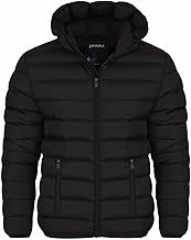 Spindle Mens Plain Black Hooded Padded Quilted Puffer Jacket Winter Coat 2 Zip PocketsSpindle Mens Plain Black Hooded Padded Quilted Puffer Jacket Winter Coat 2 Zip Pockets