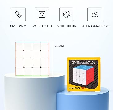 Speed Magic Cube 4x4 Stickerless, Smooth Magic Cube, Professional Puzzle Brain Teaser for Kids & Adults