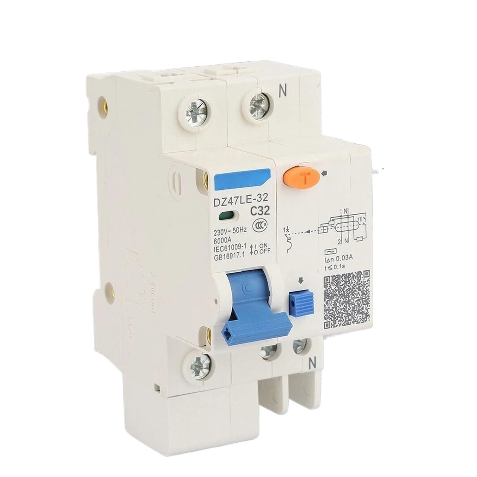 Wyłącznik ochronny DZ47LE 32 1P N 230V, ochrona przed wyciekiem ziemi, wyłącznik bezpieczeństwa 10A 16A 20A 25A-125A przed przeciążeniem (80A)
