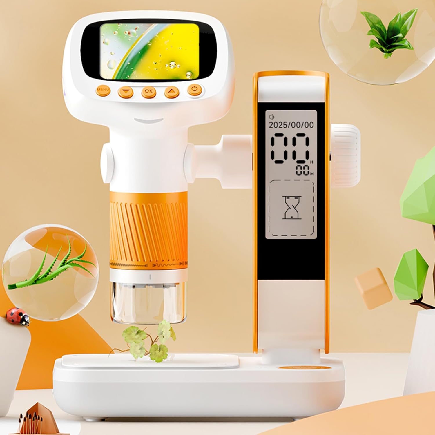 Portable USB Digital Microscope 8 Adjustable LED Light With 2 Inch Screen For Kids Science Exploration Educational Tool Portable Microscope For Outdoor Exploration
