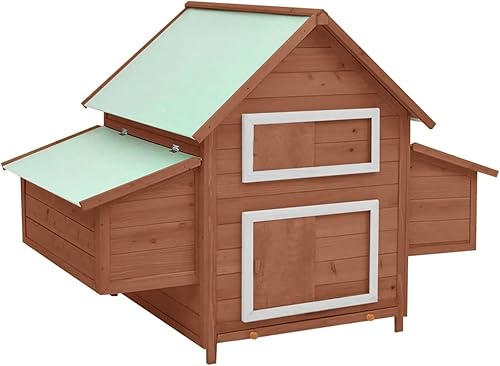 Tidyard Jaula de madera para gallinero con bandeja extraíble y caja nido, gallinero para aves de corral, casa de animales para jardín, patio