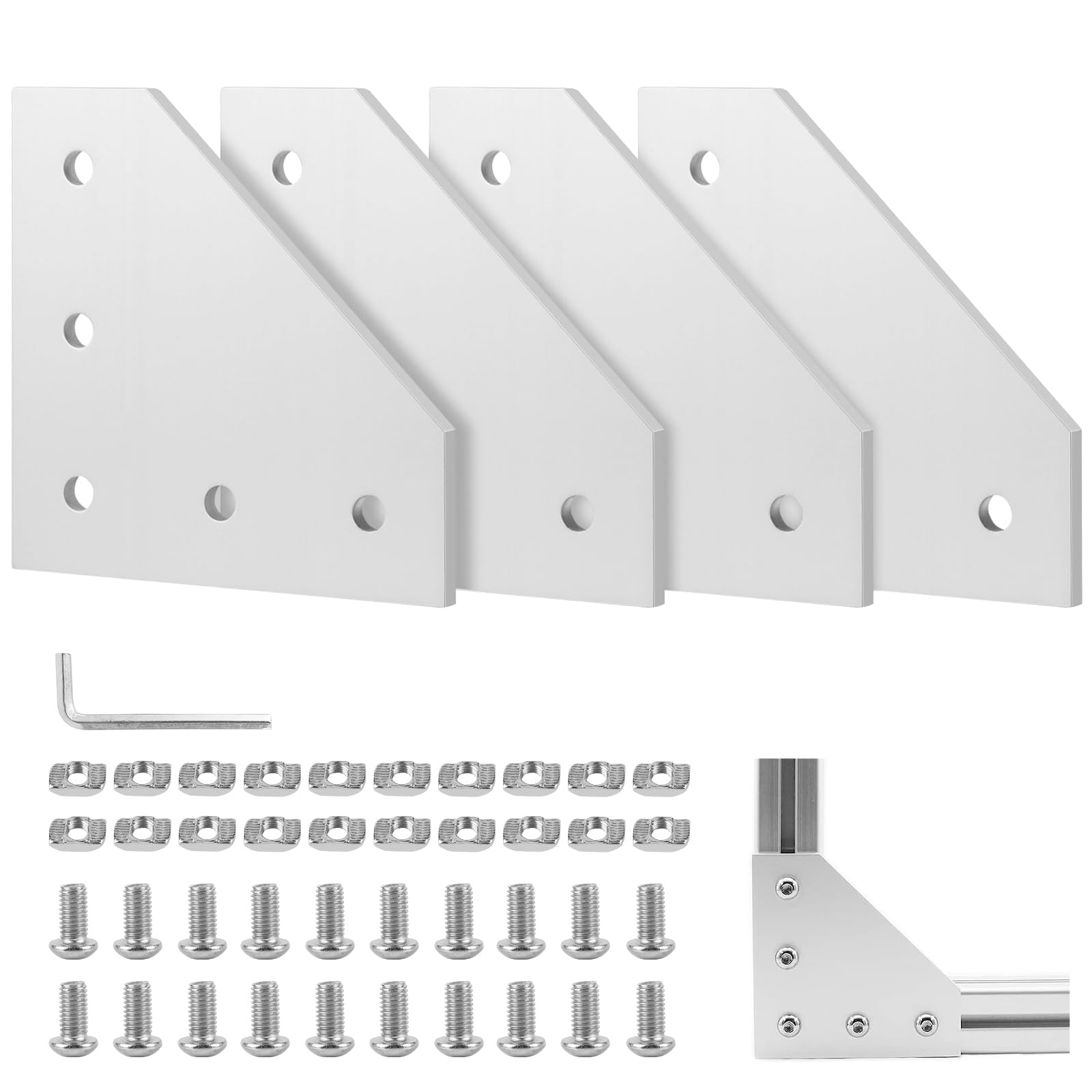 Plaque de connexion en L EXLECO pour profilé aluminium 40x40