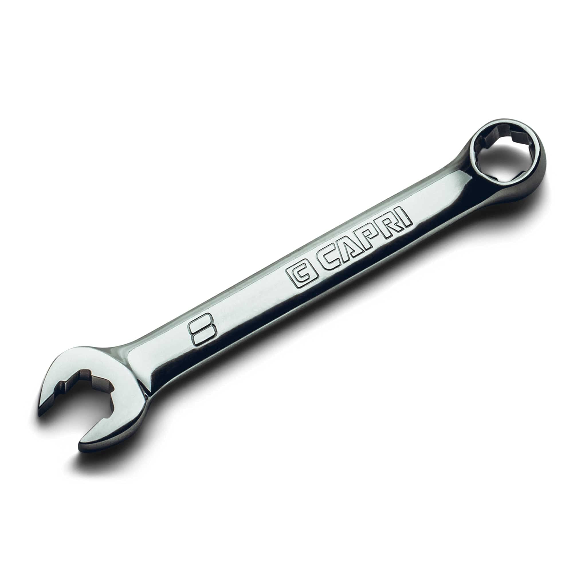 Clé mixte 8 mm Capri Tools WaveDrive Pro avec finition chrome satiné durable