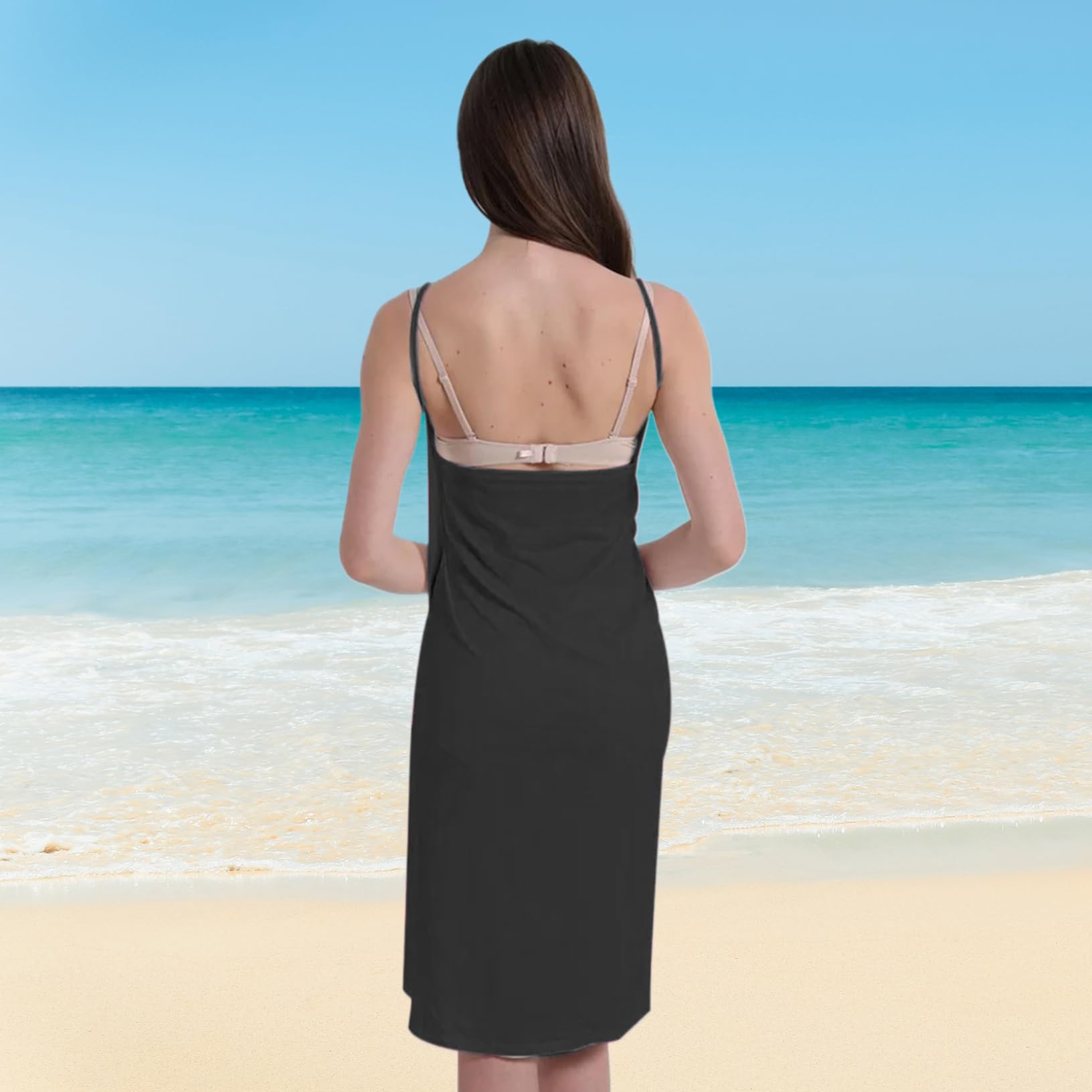 spaghetti strap cover up beach backless wrap long dress Knit Cut Out Spaghetti Strap Beach Cover-Up – Pyd Shop main image 1