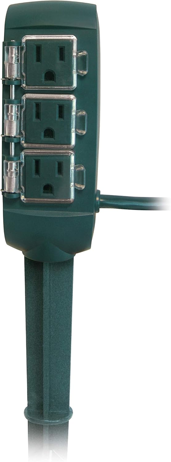 Prime Wire & Cable PB801116 3-Outlet Green Power Stake with 6-Feet Cord
