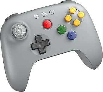 8BitDo 64 Bluetooth Controller for Analogue 3D, Switch, Switch 2, Windows, and Android (Grey)