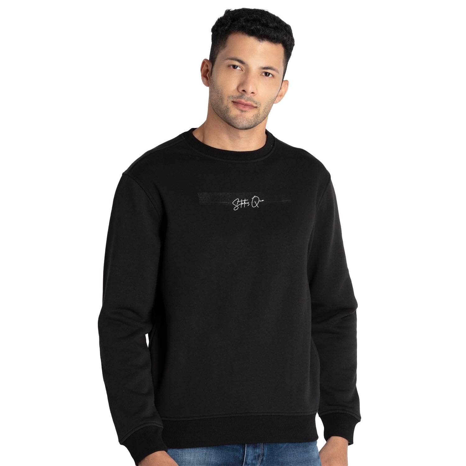 Mens Solid Round Neck Sweatshirt-image-42