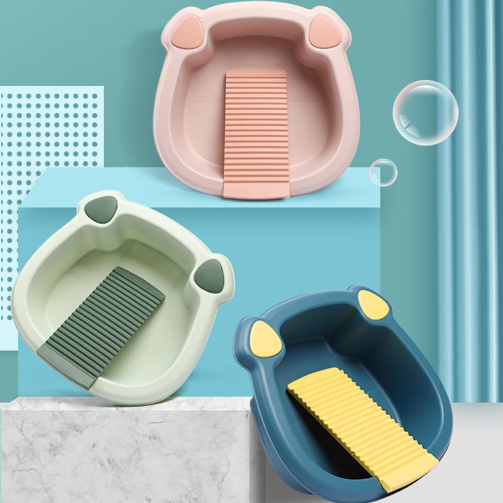 Hemoton Washboard Basin for Hand Washing Clothes 11.41X11.41X3.74In Lightweight Portable Laundry Basin with Scrub Surface for Small Delicate Garments Dormitory Travel Use