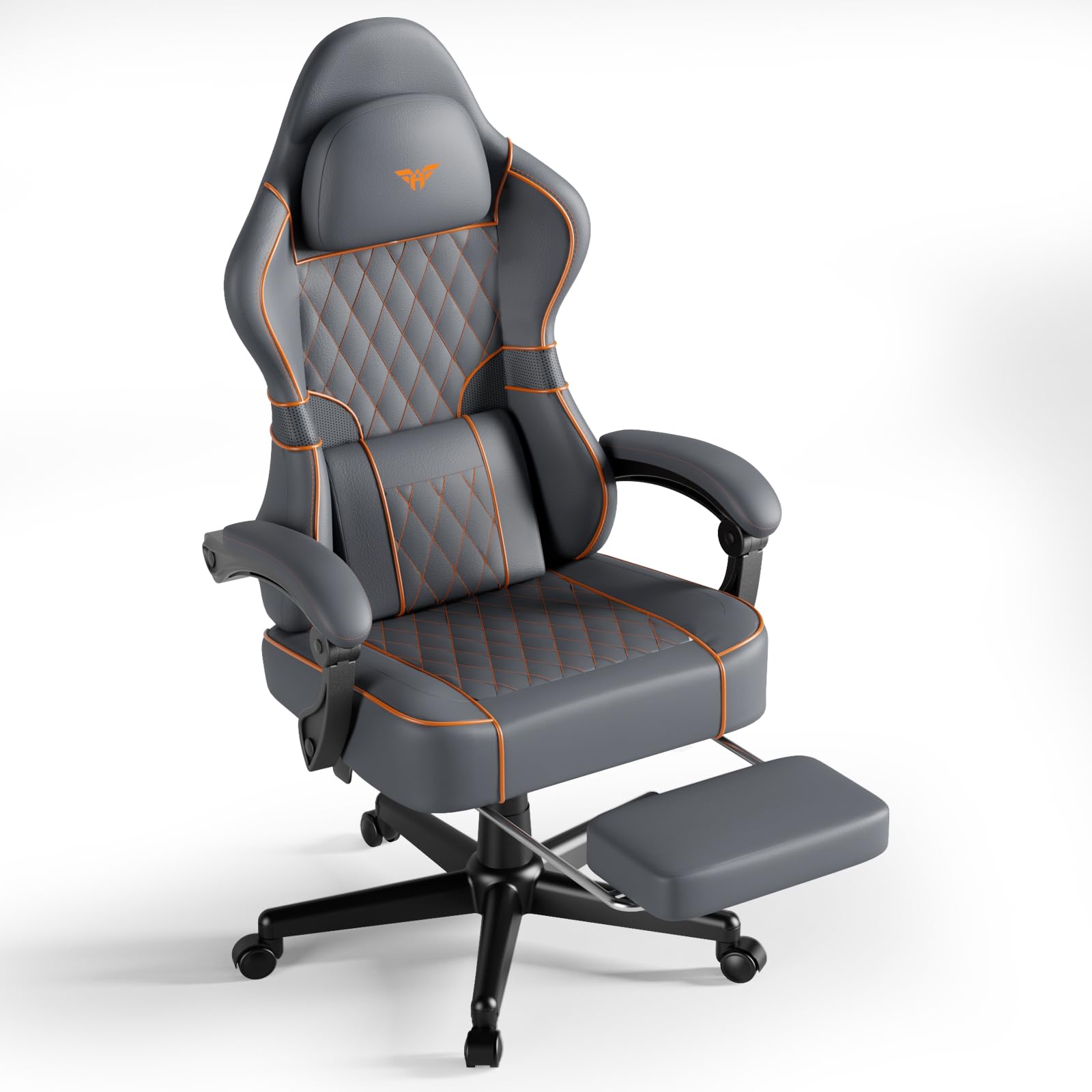Chaise de jeu avec fonction massage réglable ergonomique grise Huracan