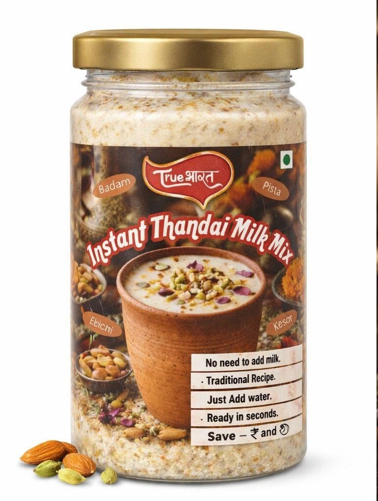 Trueभारत Instant Thandai Milk Mix with Badam, Pista, Kesar, Traditional Recipe, Just Add Water-image-37