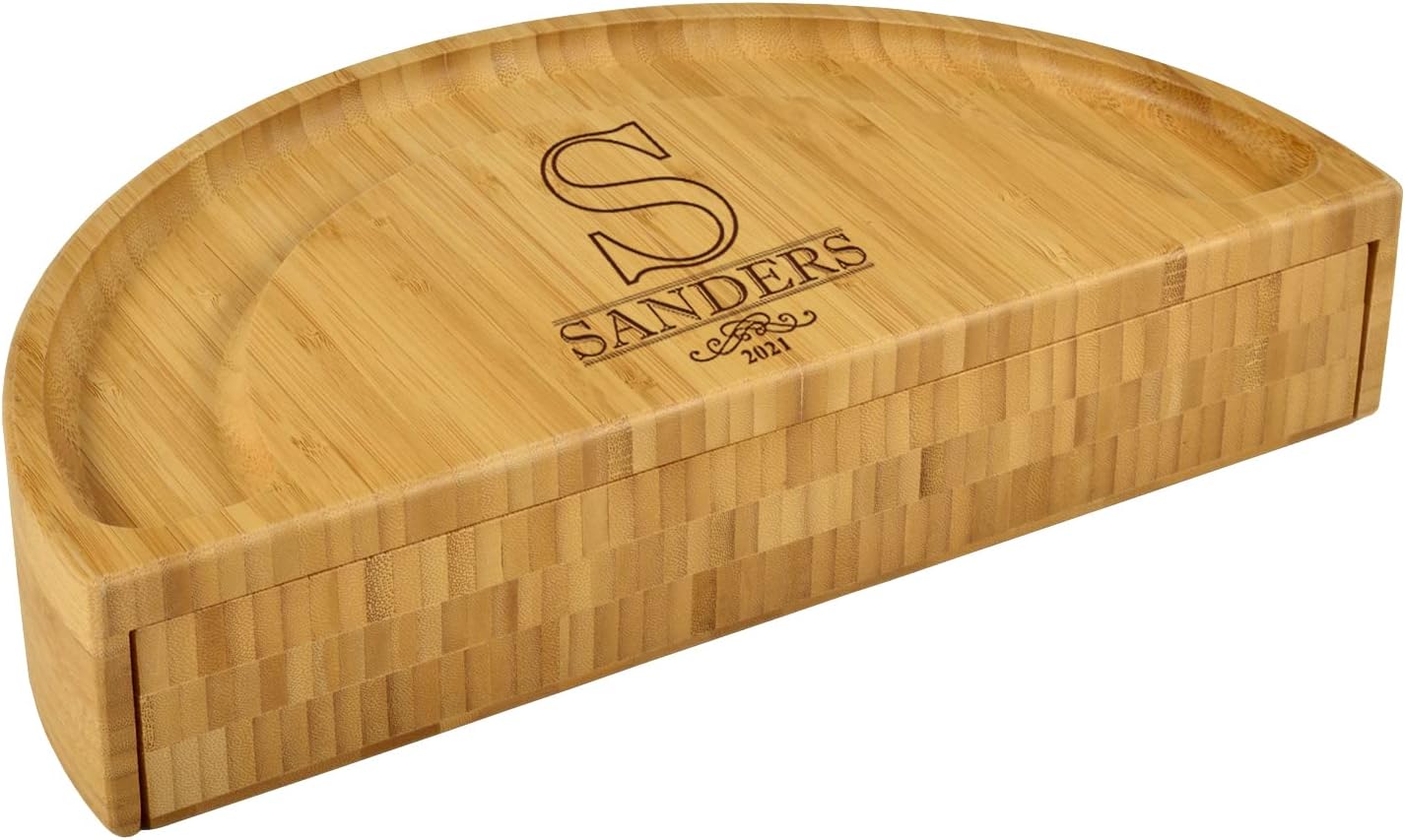Picnic at Ascot Deluxe Custom Engraved Bamboo Cheese/Charcuterie Board with Accessories - Innovative Patented Design - Quality Assured in The USA