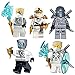 Produktbild LEGO Ninjago Minifiguren Zane Set 5 Verschiedene ( Nindroid Zane Rebooted / Zane Titanium / Zane Prison / Zane ZX / Zane Titanium ) mit Waffen