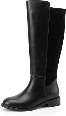 Extra Wide Calf Boots for Women Plus Size Stretchy Knee High Low Heel Zip