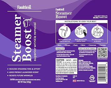 Faultless Steamer Boost (2 Pack) - Wrinkle Remover Spray for Clothes - Fabric Steamer to Reduce Steaming Time & Effort Travel Wrinkle Spray w/Freshly Laundered Scent & Removes Odor, 15 oz (425g)