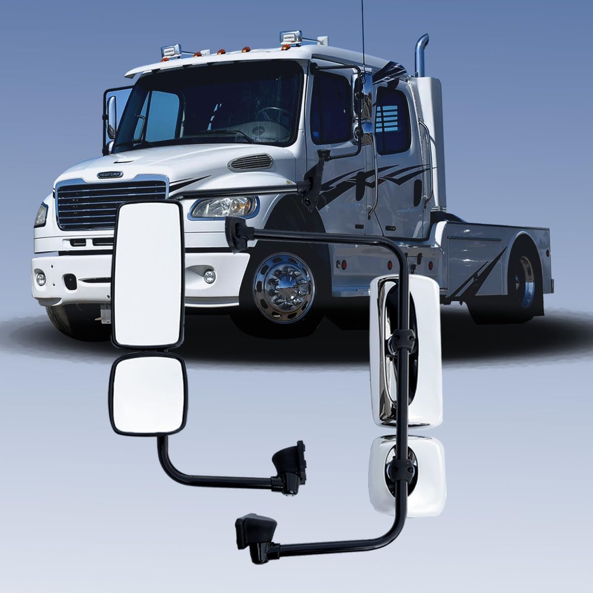 Door Mirror Fits For 2004-2017 freightliner columbia & Freightliner Century 1996-2017 Truck Side Mirror With Power Heated (Painting (Black), Left)