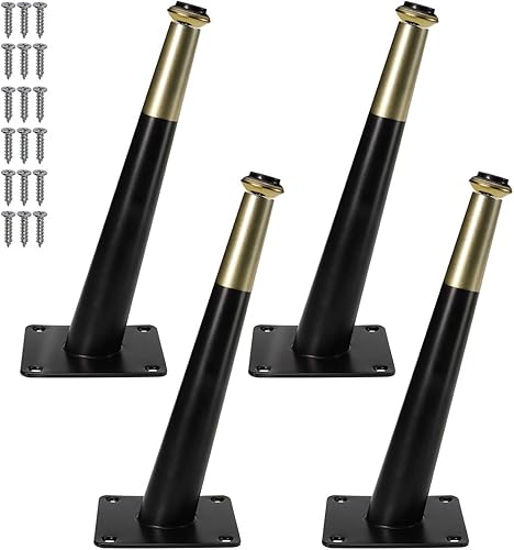 4 patas de muebles de color negro mate dorado de 8 pulgadas, patas de metal cónicas oblicuas para gabinete, sofá, mesa, silla, cama, aparador, disponible en Yaxa Venezuela