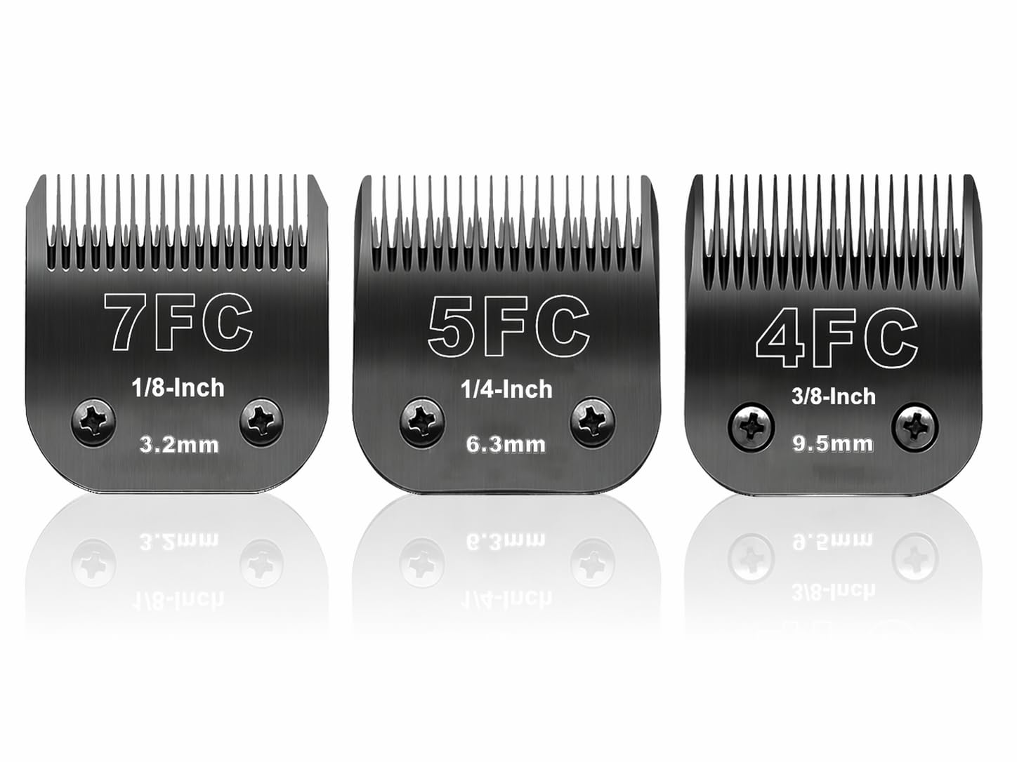 BESTBOMG Replacement Blade for Dog Grooming 7FC+5FC+4FC, Compatible with Heiniger/Moser Max45/Andis/Oster A5/Wahl km10 Series Clippers for Dogs, Cutting Length, 3 Units, Black