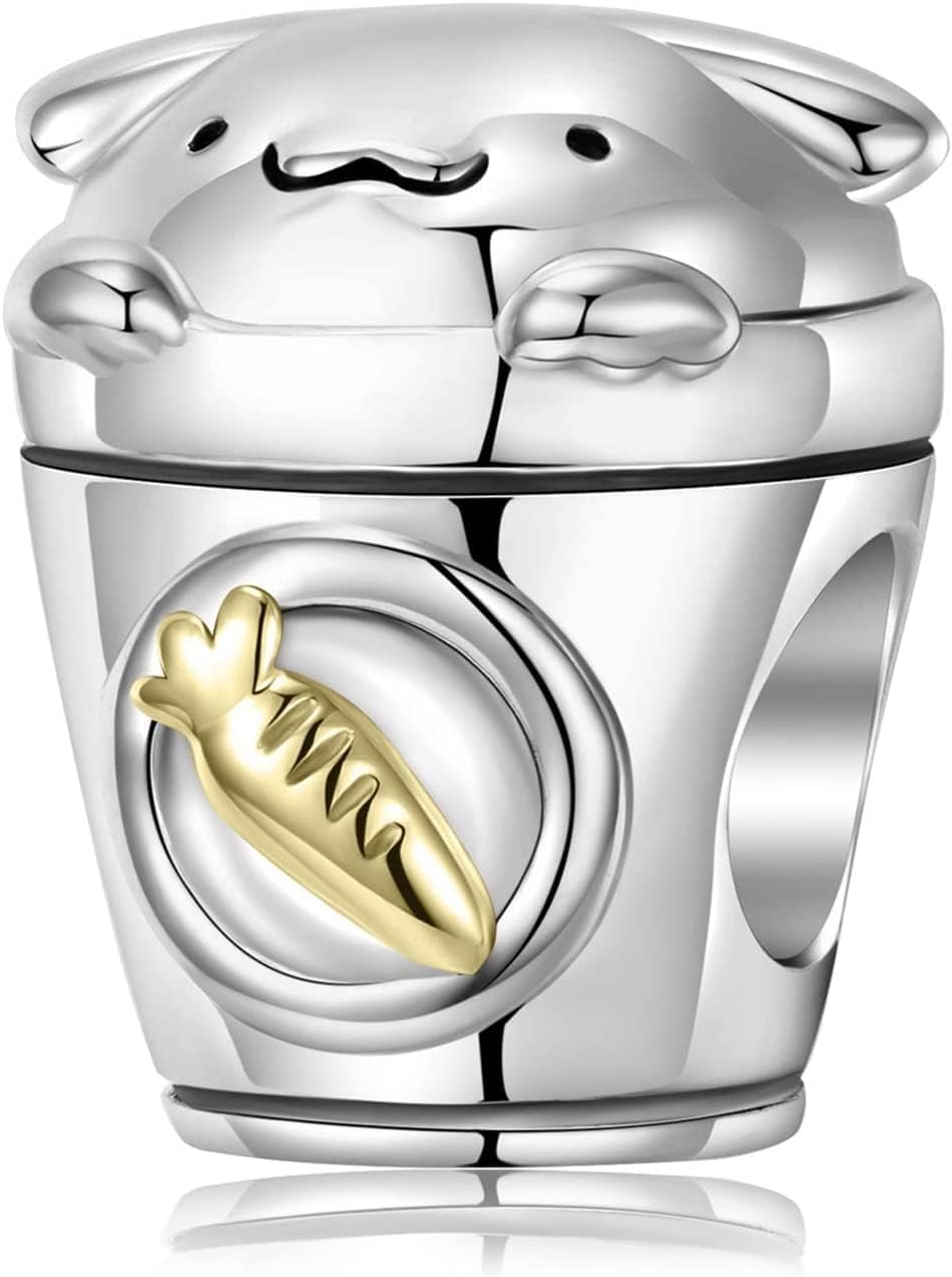 [GLADWIN] チャーム ペンダント、かわいいキャロット バケツ 14K ゴールド スターリング シルバー チャーム ビーズ パ