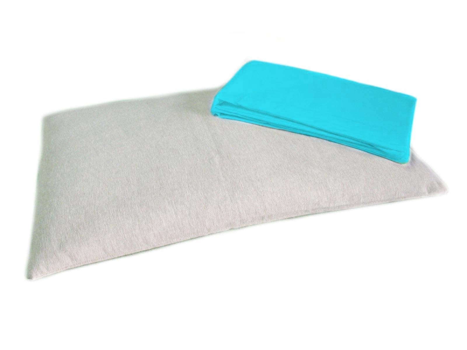 SET BIMBO in PULA DI FARRO -Azzurro- Guanciale per Lettino o Culla Neonato con Federa Lavabile e Cuscino per Collo Bambino, Poggiatesta Baby da Viaggio, Ideale per Passeggino o Automobile