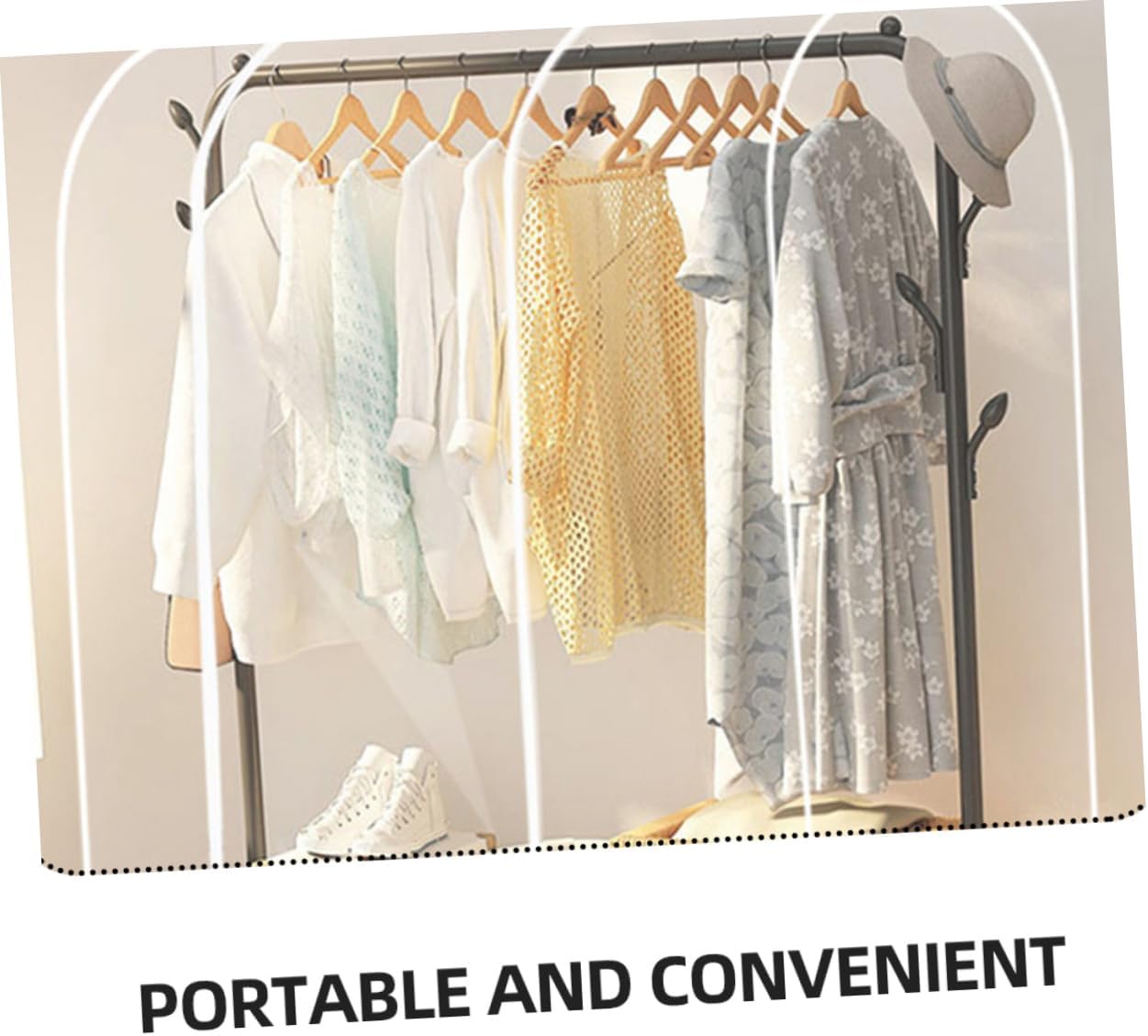 LABRIMP Clothing Rack Cover Hanger Dust Zipper Garment Rack Protector Portable and Clean