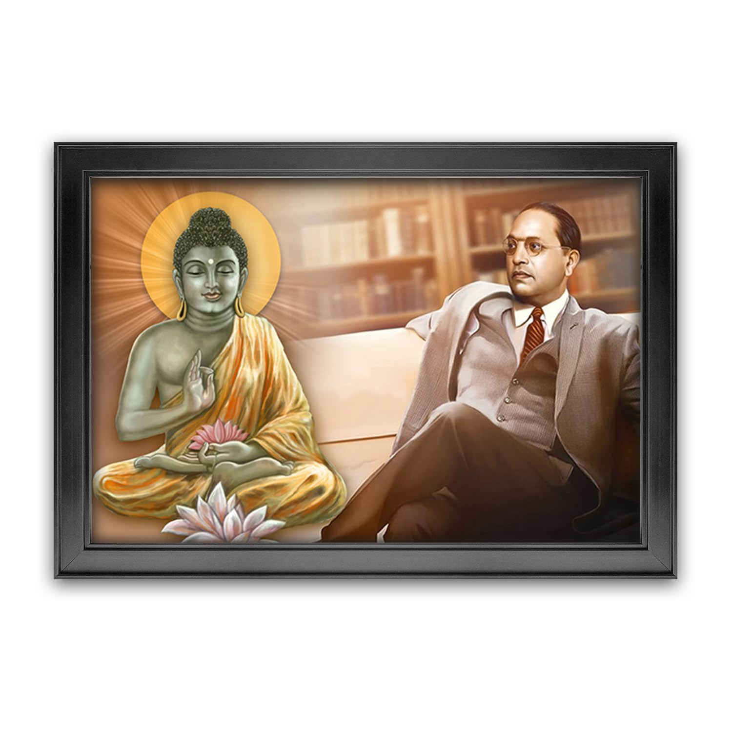 Buddha & Ambedkar Photo Frame - Elegant Wall Art -14