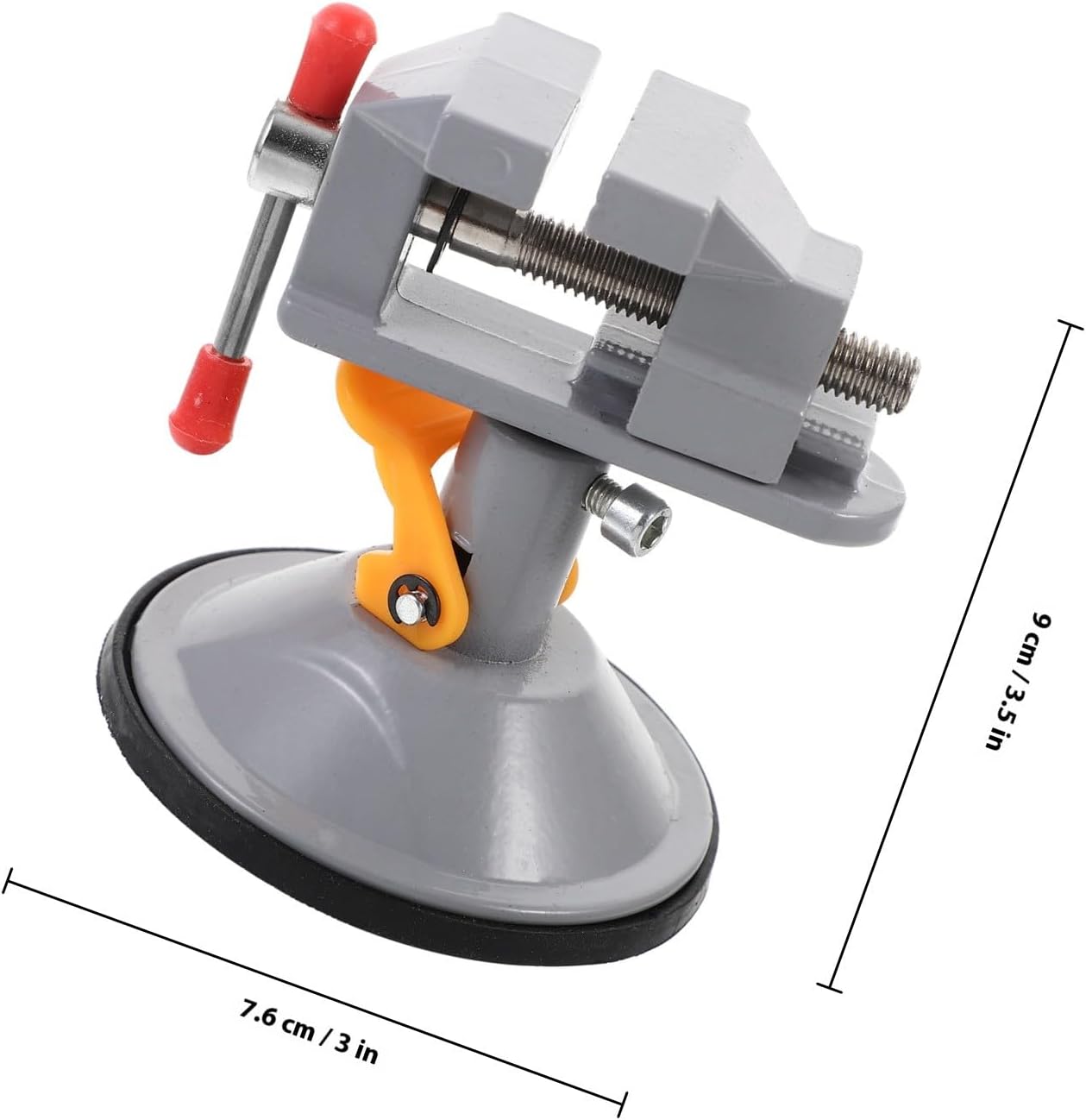 SHOWERORO Mini Workbench Vise Clamp 360° Rotatable Small Bench Vise with Suction Base for Metalworking Woodworking and Milling Tasks, Silver