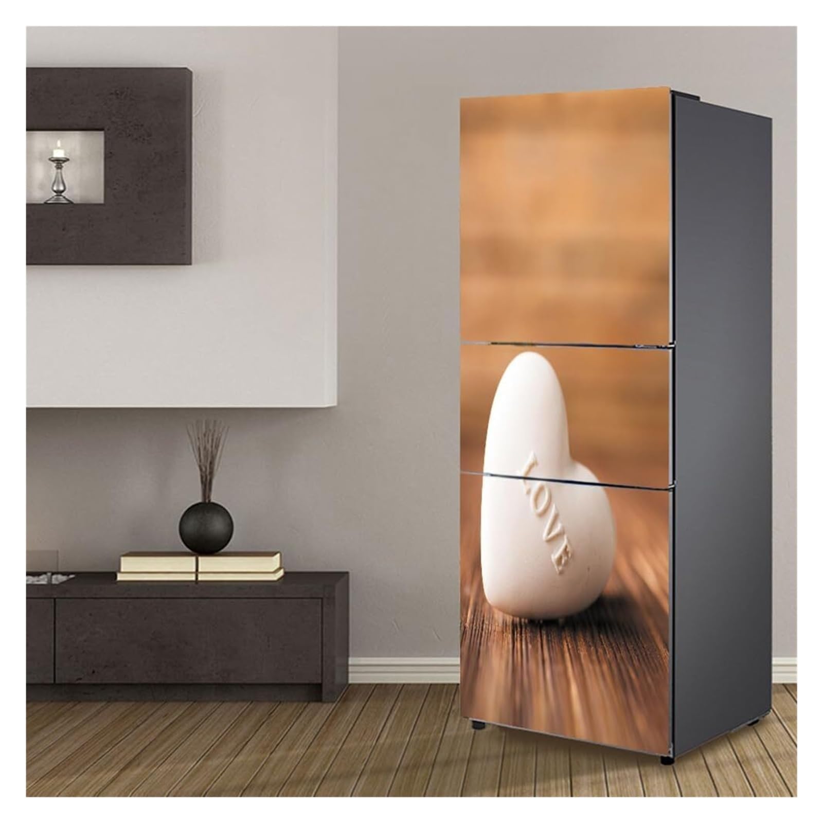 GDHKDDFL Minimalist, luxury-inspired fridge decals, Freezer Skins Wall Stickers for Kitchen Decal, White Love Heart(M: 60x180 cm)
