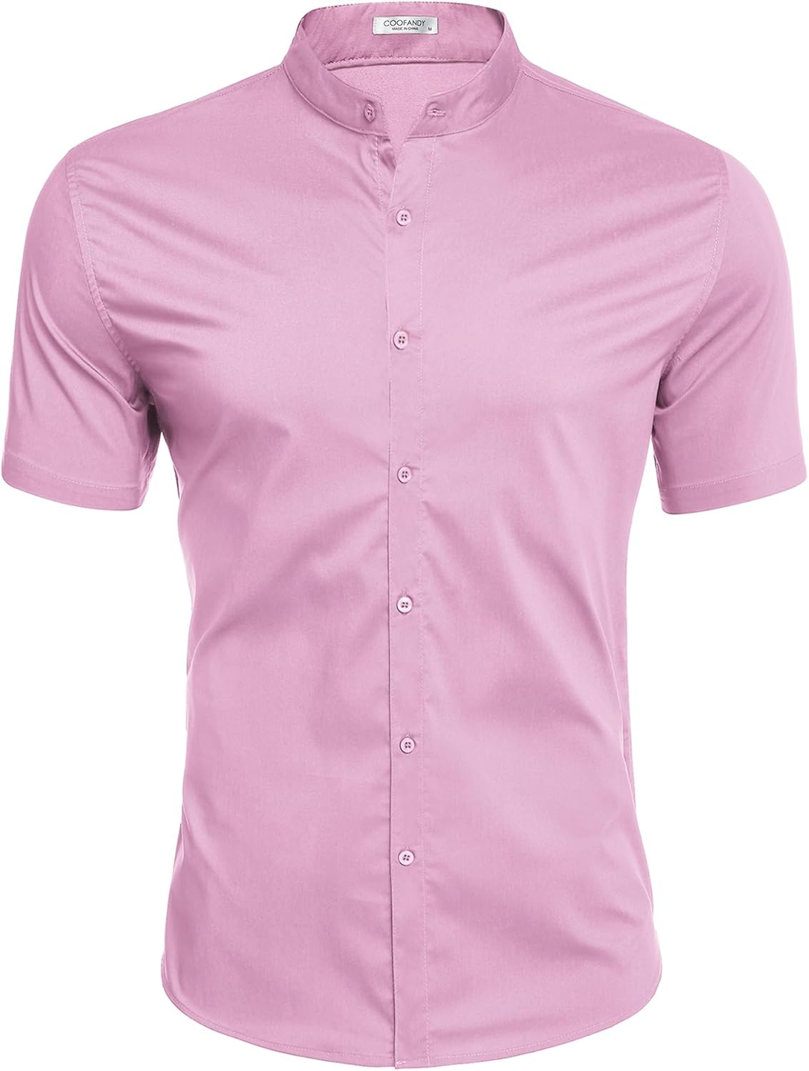 COOFANDY Muscle Fit Dress Shirts for Men Banded Collar Casual Button Down Shirts - Image 3