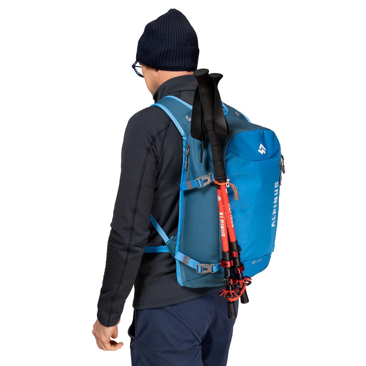 Alpinus - Wanderrucksack Peyto 22 L, Rucksack Sport und Outdoor, Stadtrucksack Große Hauptkammer, Robustes Material, Backpacking Ergonomisch Geformte, Trekkingrucksack - Blau