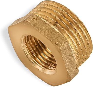 Hex Bushing 1" out x 1/2" in Threaded Reducing Bushing Threaded Pipe Fitting Brass Reducer Hex Bushing 1" Male x 1/2" Female