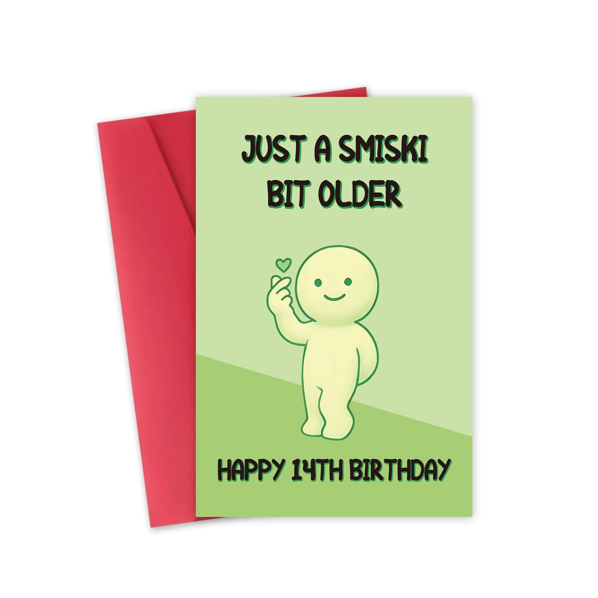 Funny 14th Birthday Card for Boys Girls,14 Year Old Birthday Gifts & Decorations for Son Daughter Nephew Niece,Gen Z Slang Meme Smiski-Inspired Design