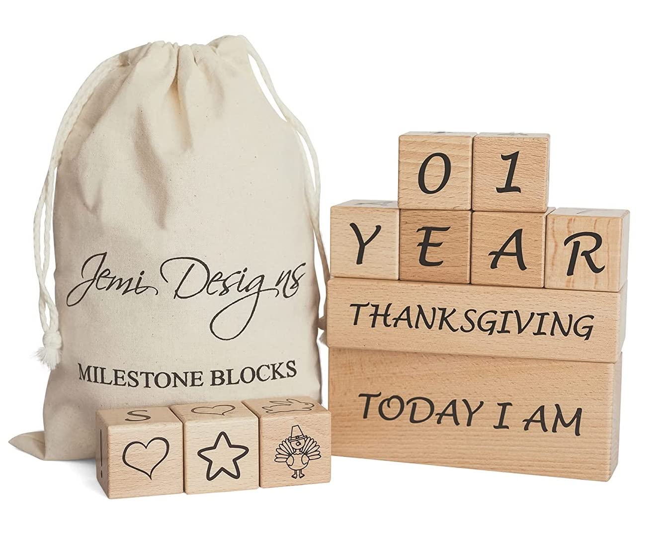 Baby Milestone Blocks - Photography Props - Letters, Numbers, Age Blocks with Holidays for Cute Pictures - Baby Boy Baby Girl Unisex Decor