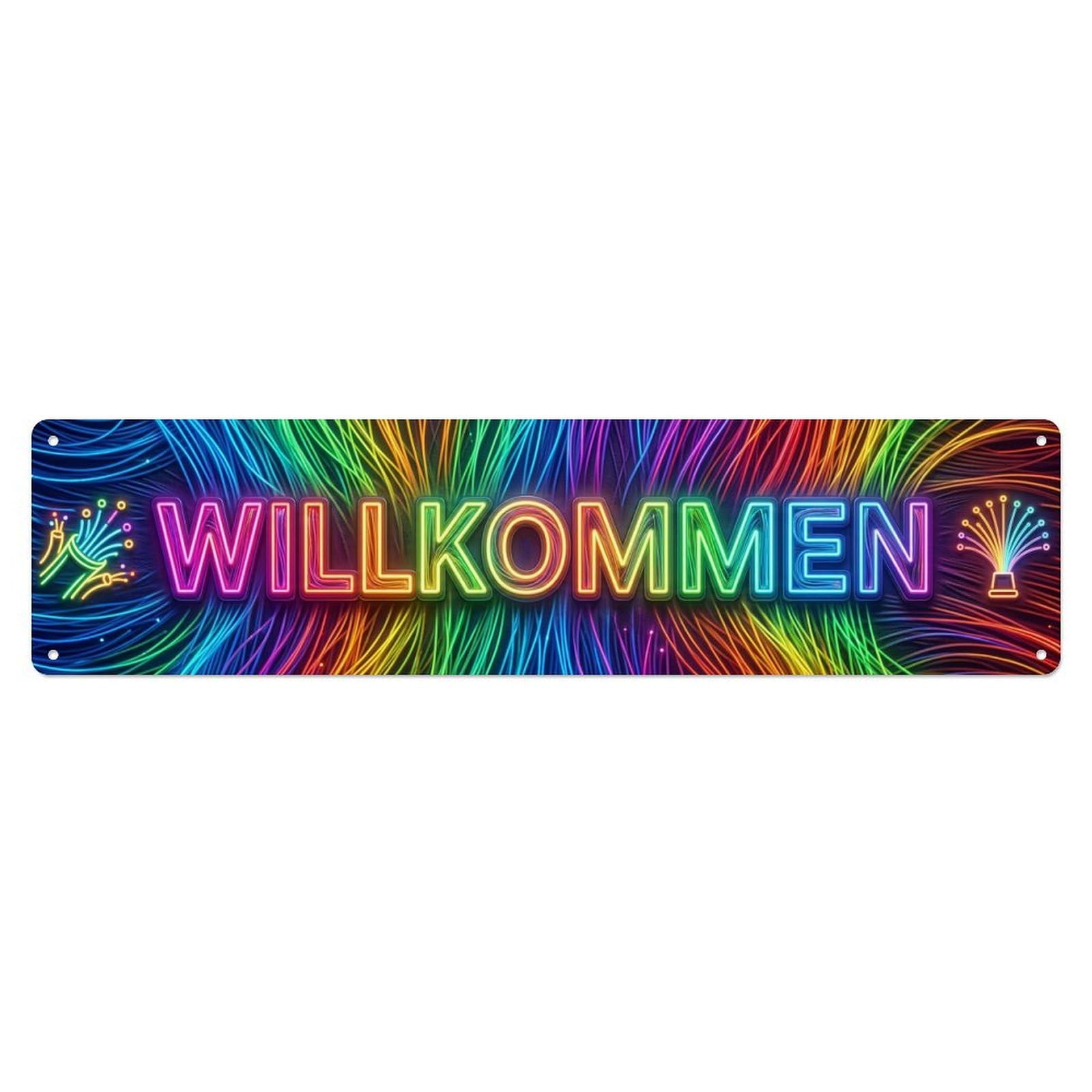 Neon Fiber Optic Light Cable Welcome Metal Tin Sign