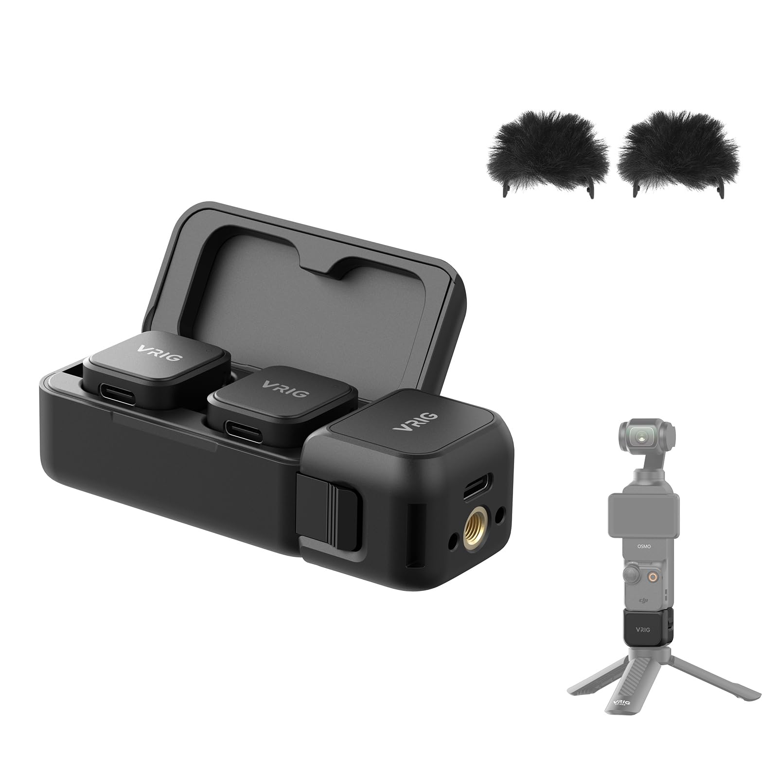 Wireless Microphone Kit for DJI Osmo Pocket 3/4/ 4P, Xtra Muse | (2 TX + 1 RX + Charging Case) Mini Wireless Mic Magnetic Lavalier Microfono, Noise Cancellation, Vlog, Live Streaming, MC-02