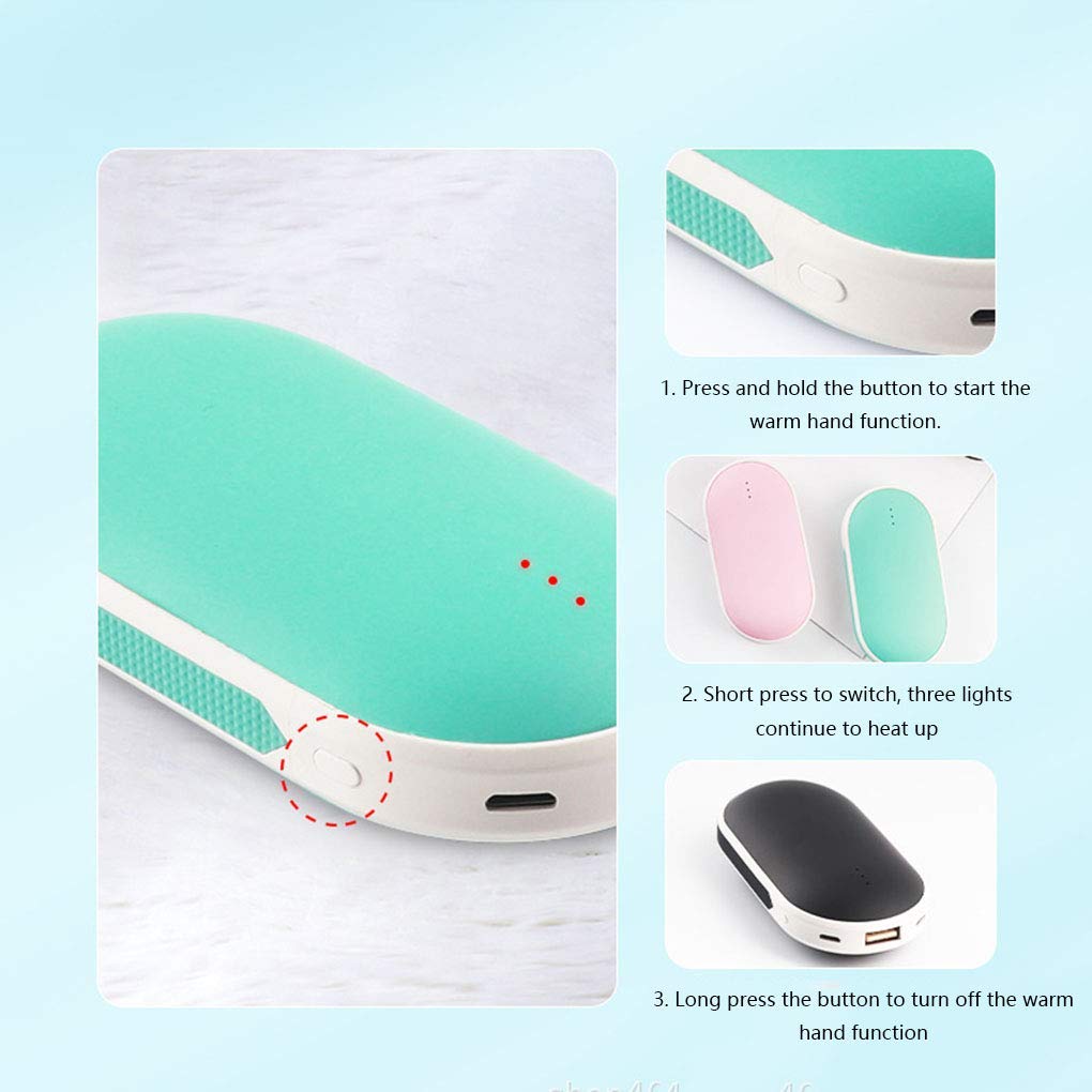 Scaldamani USB, Powerbank Ricaricabile di Grande capacità e riscaldatore su Entrambi i Lati, Scaldamani Portatile Caricabatteria di Backup Esterno Batteria per Campeggio, Powerbank per escur
