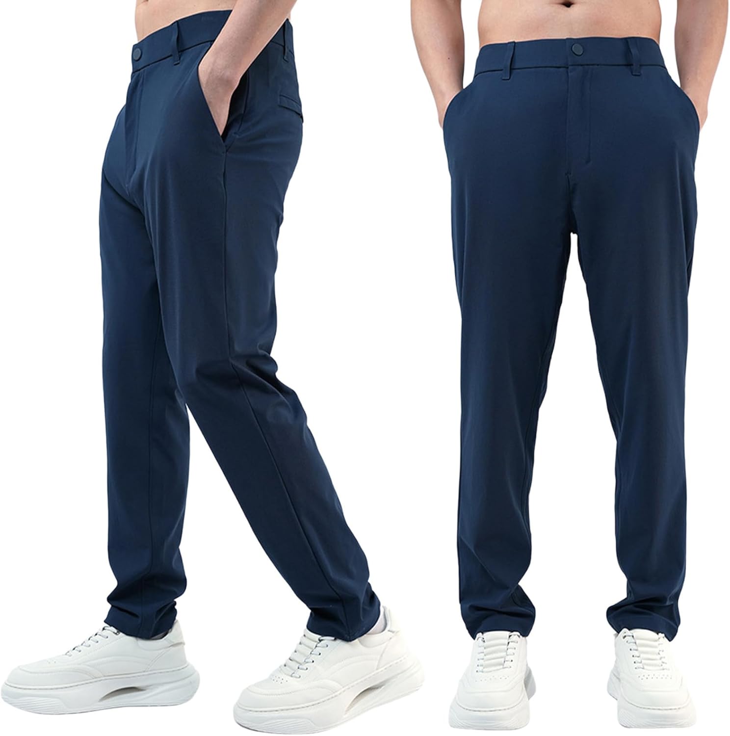 Linjinx Men's Spring-Summer Golf Business-Style Stretch Straight Dress Pants