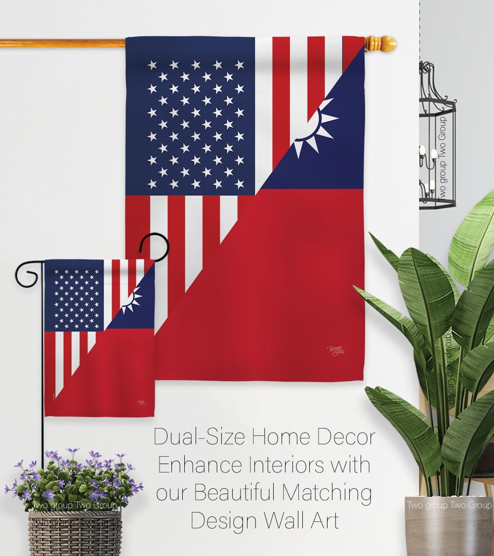 【Breeze Decor】最終セール！Breeze Decor 米国台湾友情ハウスフラッグパック 地域アメリカ同盟 世界の国 特定地域刺繍装飾バナー 小さな庭 庭 ギフト