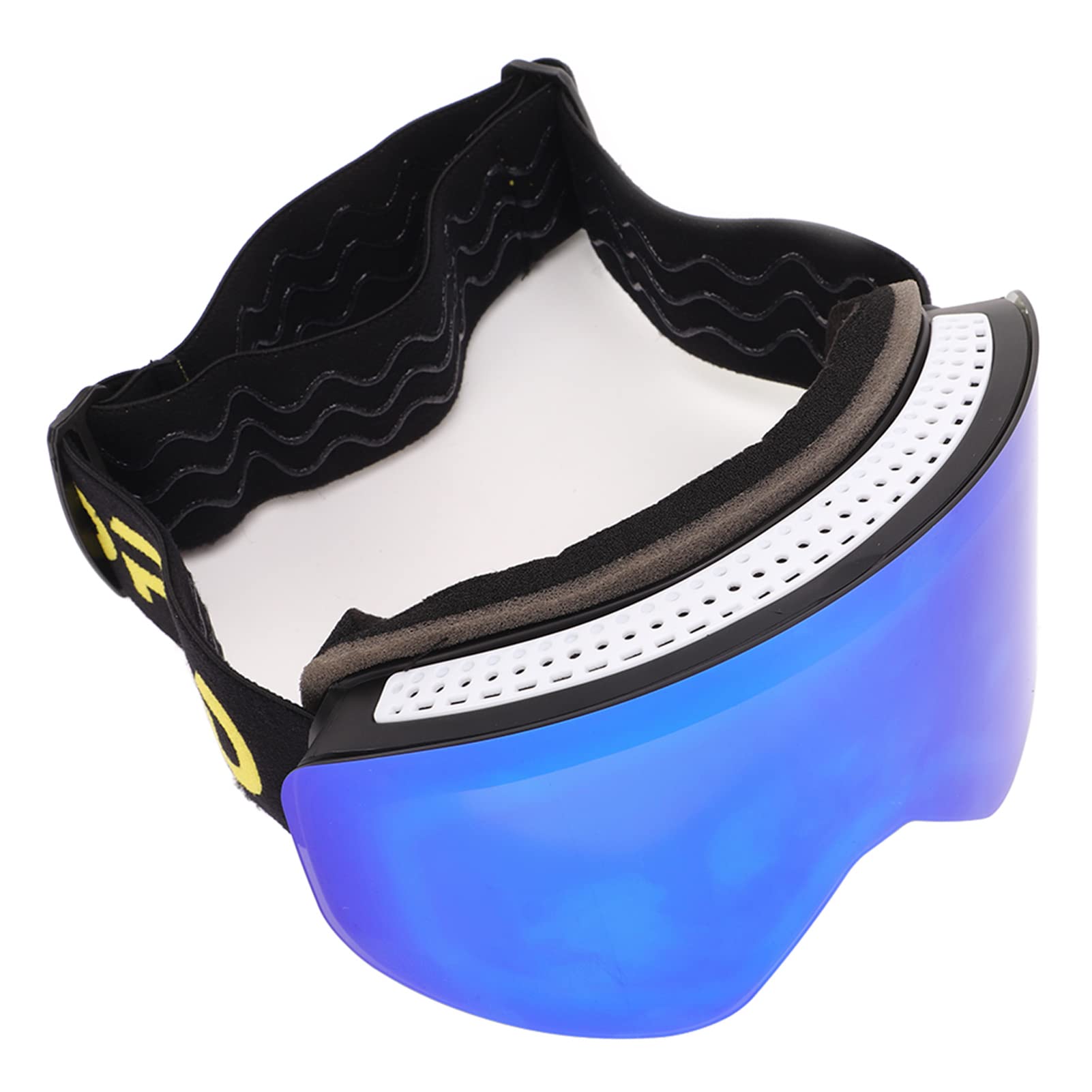 Skibrille, atmungsaktive Ersatzgläser, Antibeschlagbeschichtung, Skibrille, verstellbares Skating-Kopfband (Blaue Linse)