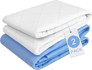 Washable Bed Pads for Adults XXL 34" X 52" (2 Pack), Reusable Incontinence Pads for Elderly Extra Large, Waterproof Absorbent Leak Proof Bed Underpads Mats Blanket