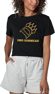 Official Collegiate Distressed Primary Logo Women's Apparel Crop Top T-Shirt Collection, Black